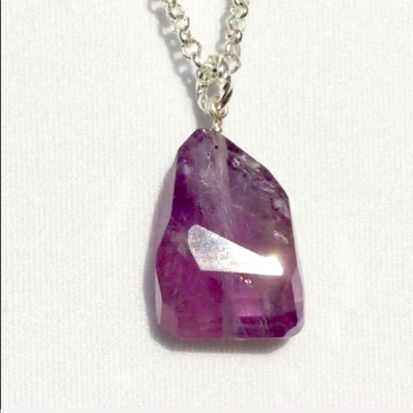 Stylish Genuine Amethyst Pendant Necklace! - Picture 1 of 5